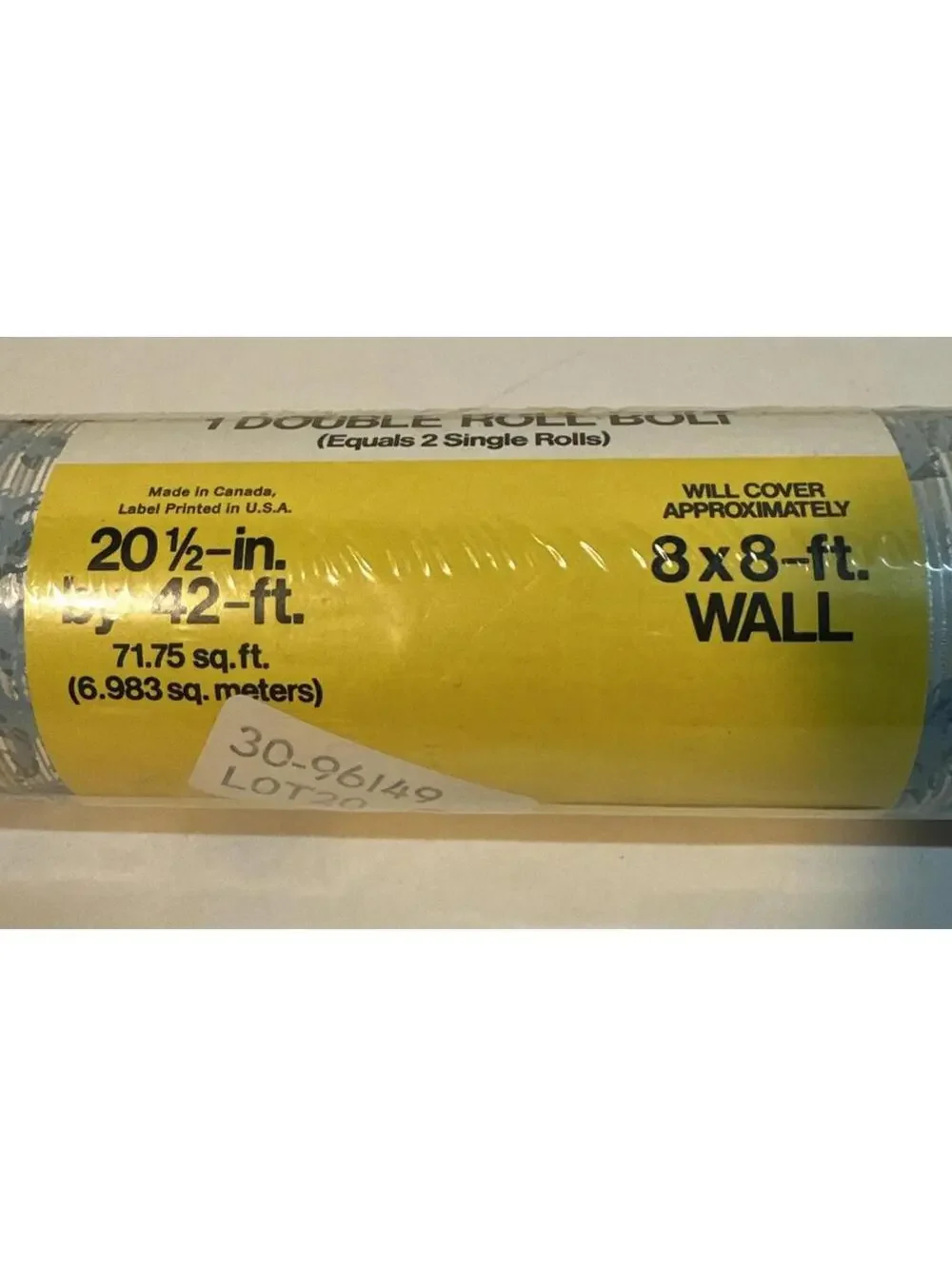 Vintage 1980s Sears Wallcovering Double Roll Bolt 20 1/2 in x 42 ft Blue & Tan